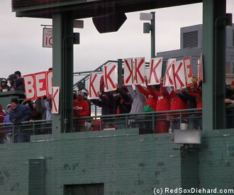 The K-men post Beckett's strikeouts. If he had many more, they would have run out of room.
