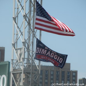 A banner commemorates the Dom DiMaggio Flagpole.