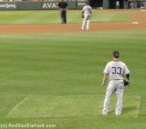 Quote o' the day: As Nick Swisher stood in right field on a patch of grass that was a different shade of green, a guy behind me yelled, "Hey Swishah, that's a trap door! Look out!"