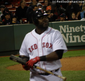 David Ortiz returns to the dugout after striking out in the ninth.