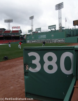 The door to the visitors' bullpen, 380 feet from home plate, was open as the Red Sox pitchers warmed up.