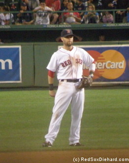 Dustin Pedroia, heart and soul of the Red sox and self-professed "laser show", was back, and it didn't take him long to get his uniform dirty.