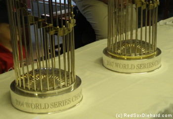 On the penultimate homestand, the Red Sox had a bunch of fan appreciation activities going on, including the chance to see the '04 and '07 World Series trophies.