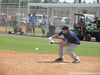 Jacoby Ellsbury took part in a bunting drill.