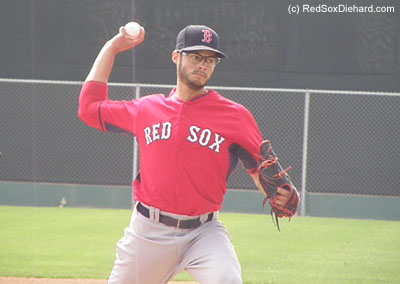 Joe Kelly threw live B.P. to Dustin Pedroia and Mike Napoli. After practice he signed autographs for quite a while.