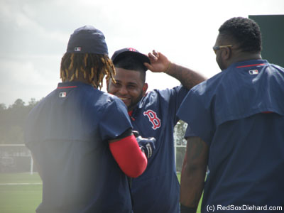 The Tres Amigos as they call themselves - Hanley Ramirez, Pablo Sandoval, and David Ortiz - look like they're really enjoying themselves in everything we've seen them do this week. This team is going to be fun to watch!