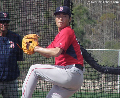 Since today's workout was the last of the year before games start, I can't think of a better way to close it out than with a picture of Koji Uehara, who faced live batters today. 