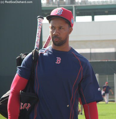 Meet new outfielder Chris Young. He was taking batting practice in the same group as Big Papi and Hanley Ramirez.