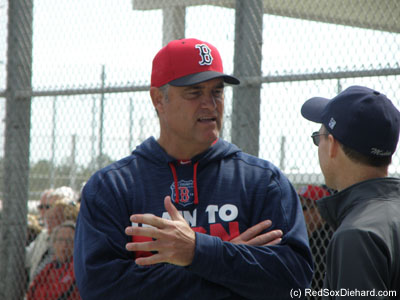 I am so happy to see John Farrell back with the team after beating lymphoma last fall. He made the rounds and kept a watchful eye on all the proceedings.