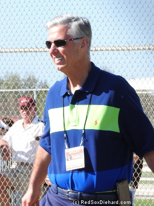 Dave Dombrowski watches live batting practice.