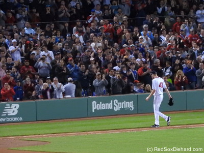 Sale got a standing ovation as he came out of the game int he eighth.