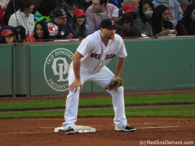 Sam Travis made his major league debut at first base.