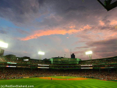 The rain had stopped when the game started, and we were treated to a pretty sky.